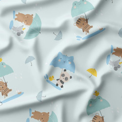 Printed Waterproof Fabric CLAPOTIS Blue / Yellow